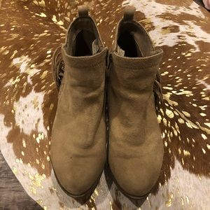 Tan Fringe Booties